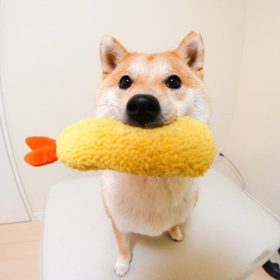 HKM-4439869 Cute Fried Shrimp Tempura Dog Chew Toy with Squeaker for Puppies