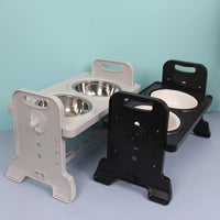 HKM-4440381 Adjustable Ceramic and Stainless Steel Pet Feeding Station with Double Bowls