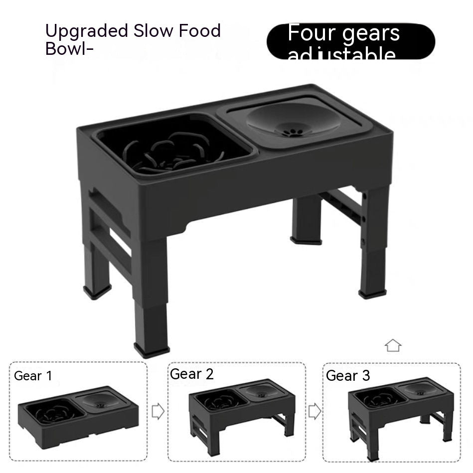 HKM-4440381 Adjustable Ceramic and Stainless Steel Pet Feeding Station with Double Bowls