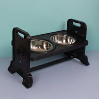 HKM-4440381 Adjustable Ceramic and Stainless Steel Pet Feeding Station with Double Bowls