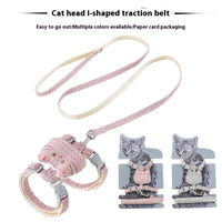 HKM-4441661 T-Shaped Cat Drawstring Rope for Cats Up to 8kg - Available in Pink, Beige, Gray, Cyan