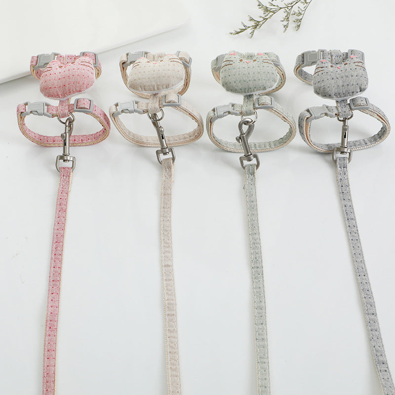 HKM-4441661 T-Shaped Cat Drawstring Rope for Cats Up to 8kg - Available in Pink, Beige, Gray, Cyan