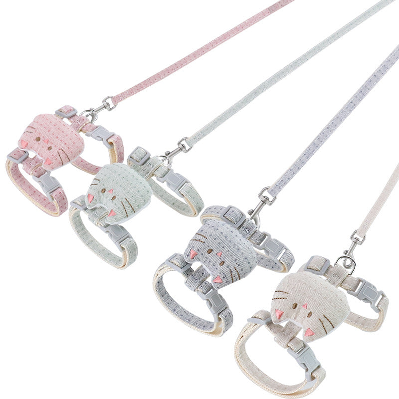 HKM-4441661 T-Shaped Cat Drawstring Rope for Cats Up to 8kg - Available in Pink, Beige, Gray, Cyan