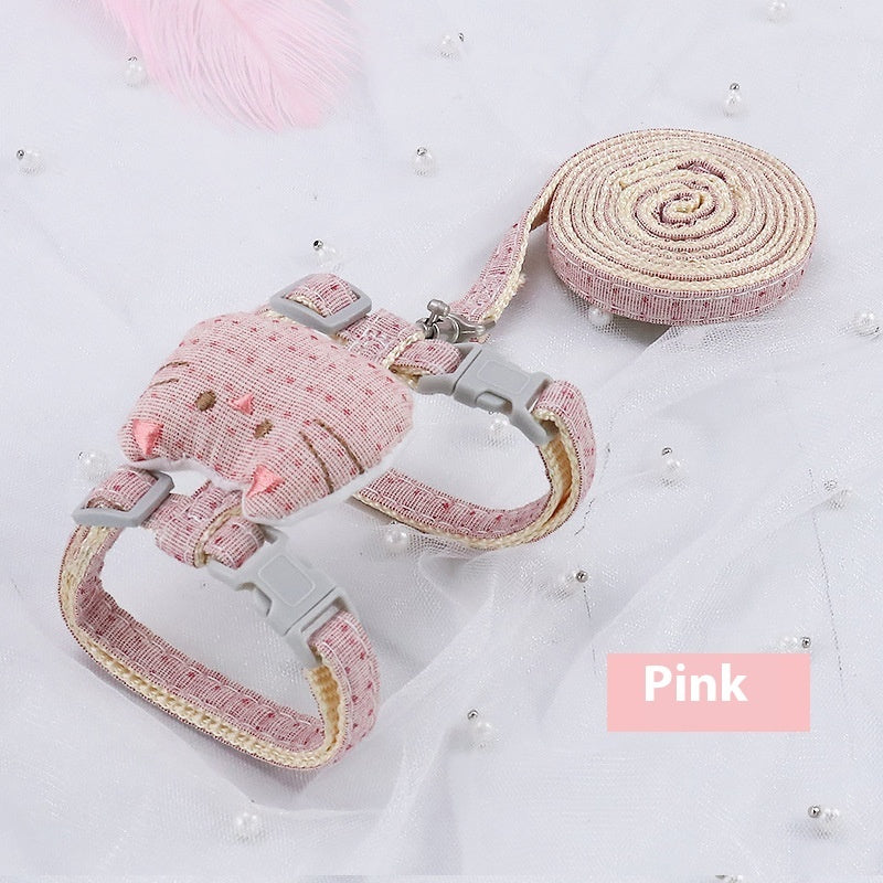 HKM-4441661 T-Shaped Cat Drawstring Rope for Cats Up to 8kg - Available in Pink, Beige, Gray, Cyan