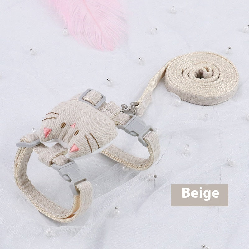 HKM-4441661 T-Shaped Cat Drawstring Rope for Cats Up to 8kg - Available in Pink, Beige, Gray, Cyan