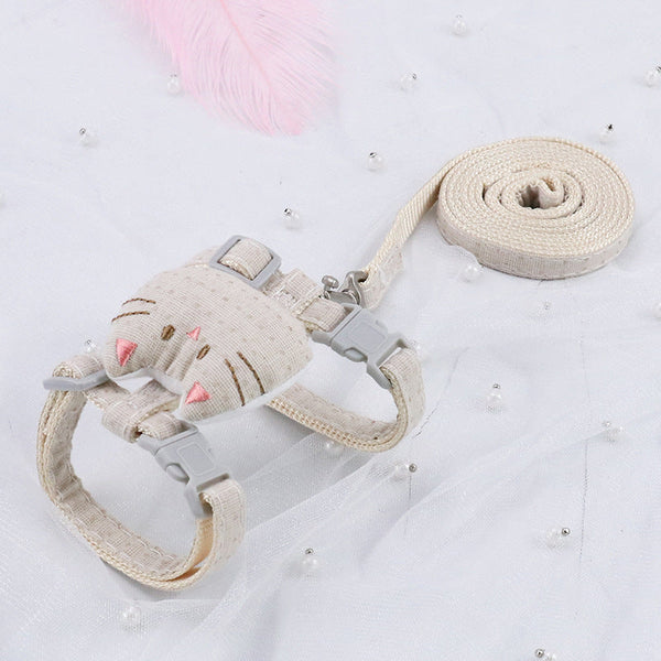 HKM-4441661 T-Shaped Cat Drawstring Rope for Cats Up to 8kg - Available in Pink, Beige, Gray, Cyan