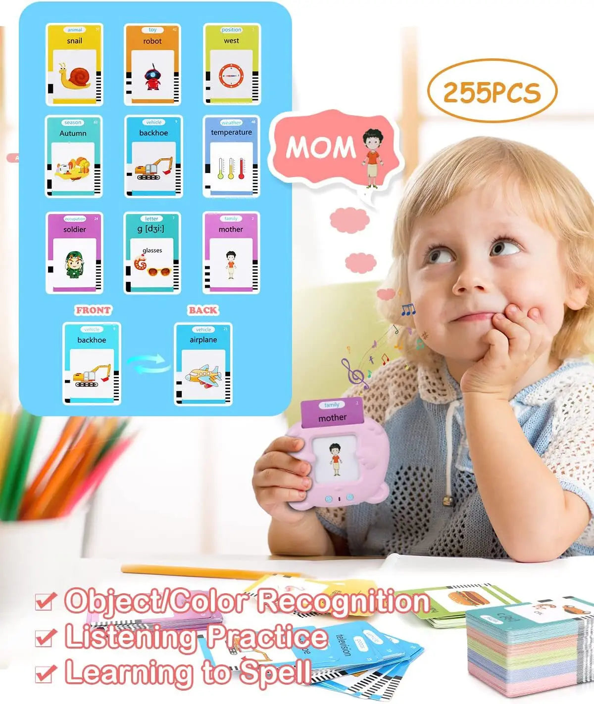 HKM-444179 Kids Educational Language Card Reader with 112 Talking Flash Cards