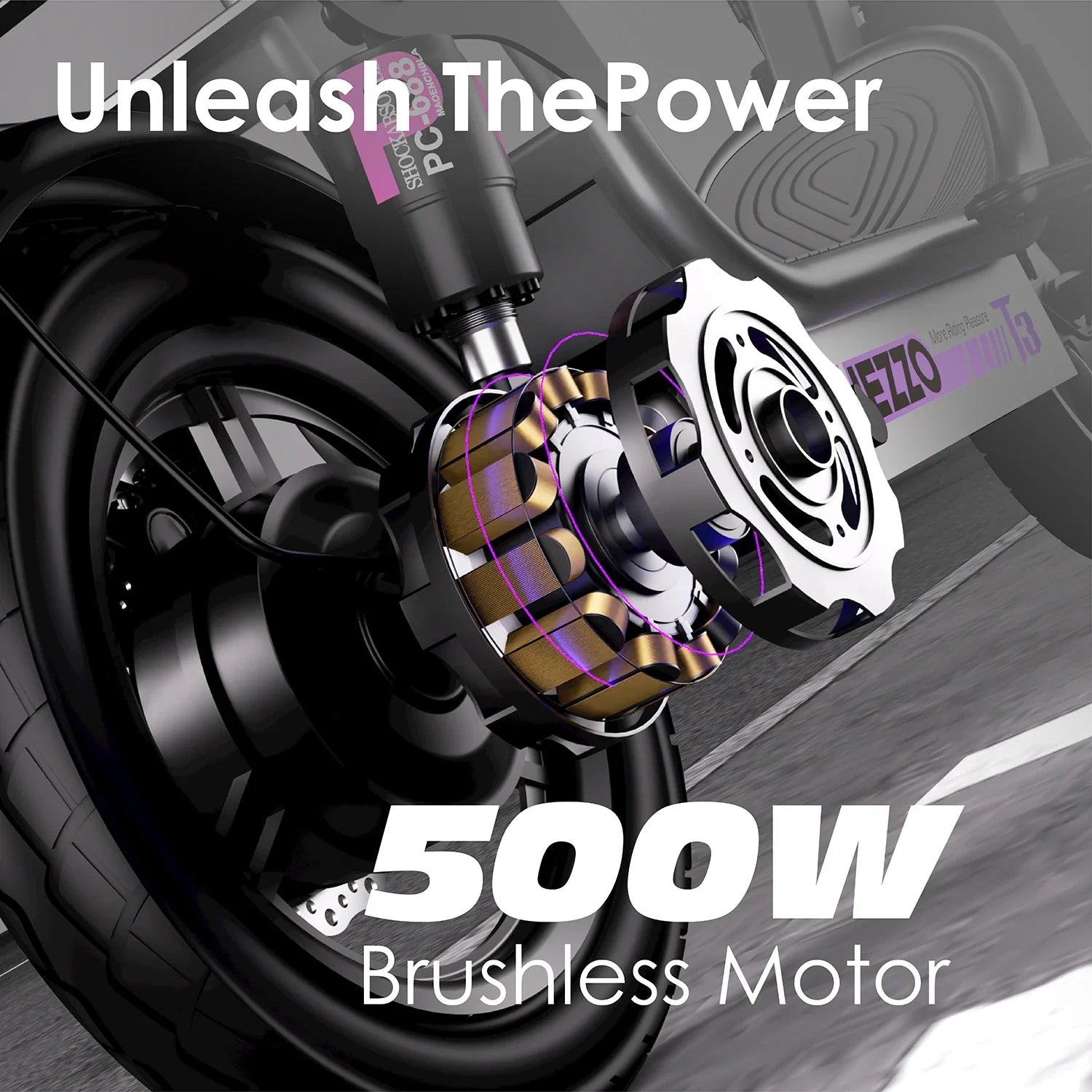 HKM-444243 Electric Commuter Scooter with 500W Motor, 48V Battery, 60-80km Range, Full Suspension, 14-Inch Tires