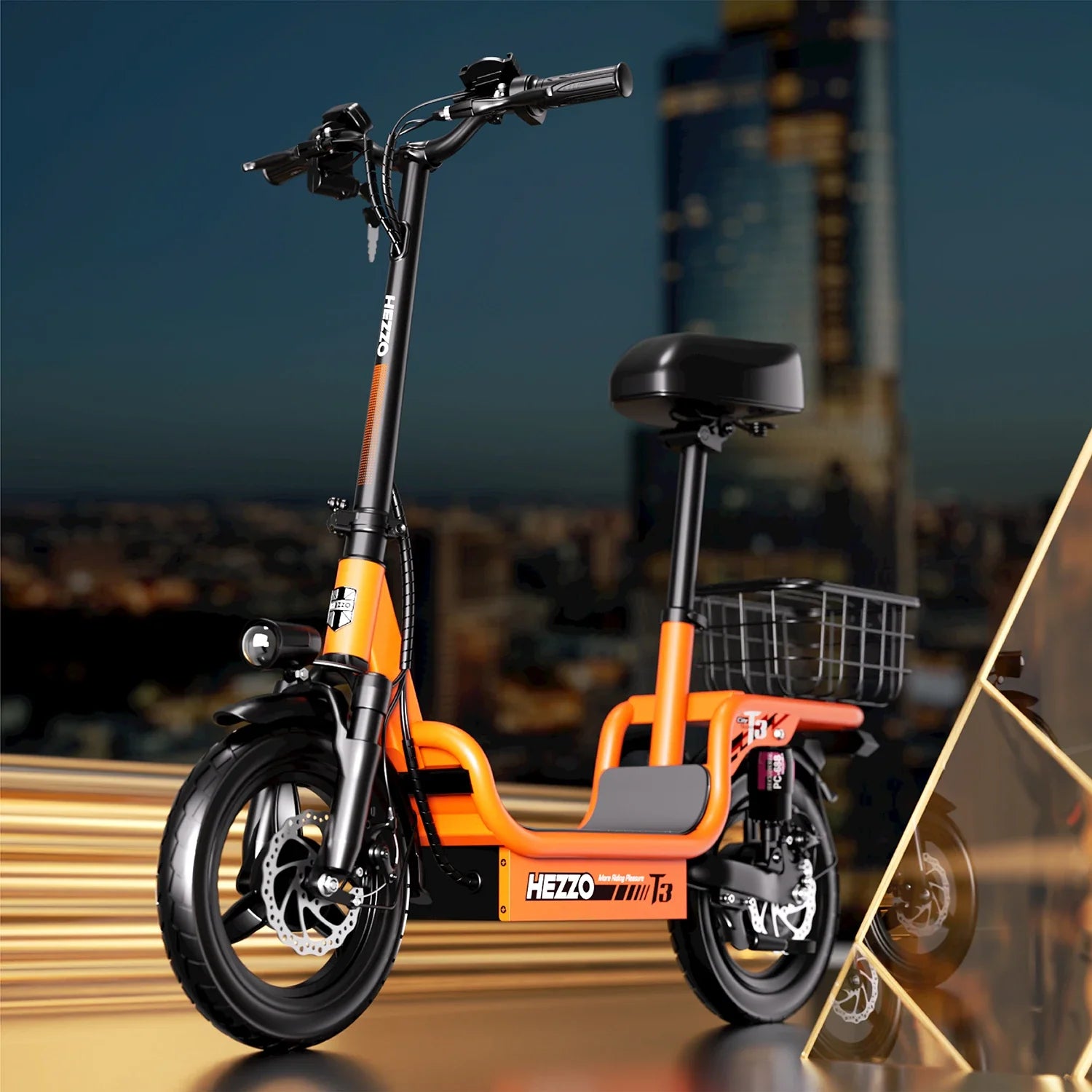 HKM-444243 Electric Commuter Scooter with 500W Motor, 48V Battery, 60-80km Range, Full Suspension, 14-Inch Tires