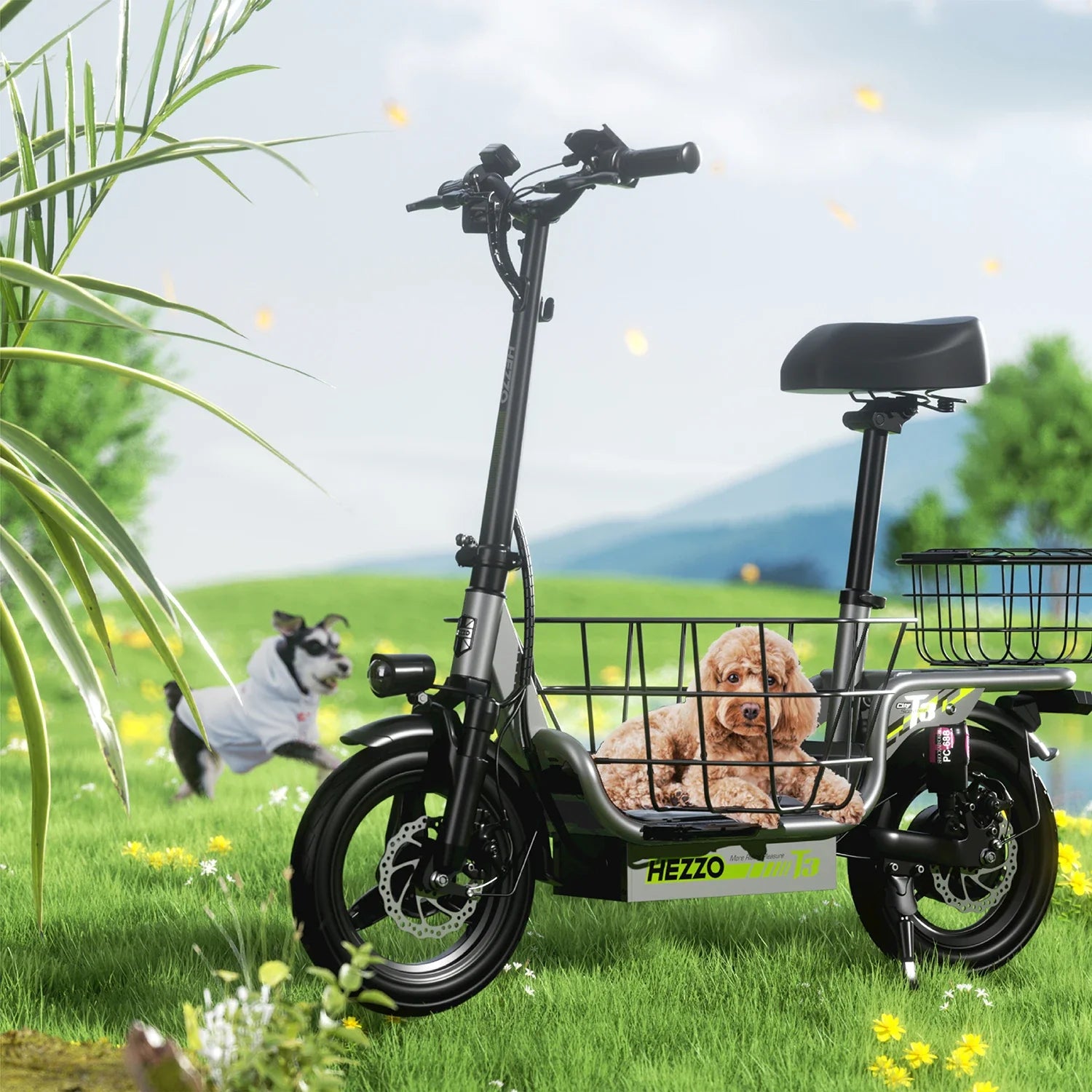 HKM-444243 Electric Commuter Scooter with 500W Motor, 48V Battery, 60-80km Range, Full Suspension, 14-Inch Tires