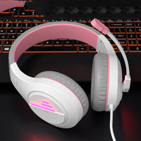 HKM-444243 Lightweight Wired Backlit Stereo Gaming Headset with Adjustable Headband and Noise Reduction Microphone