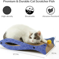 HKM-4443453 Durable Fish-Shaped Cat Scratcher Lounge with Ball Toy for Indoor Cats - Eco-Friendly Cardboard Design