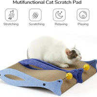 HKM-4443453 Durable Fish-Shaped Cat Scratcher Lounge with Ball Toy for Indoor Cats - Eco-Friendly Cardboard Design
