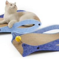 HKM-4443453 Durable Fish-Shaped Cat Scratcher Lounge with Ball Toy for Indoor Cats - Eco-Friendly Cardboard Design