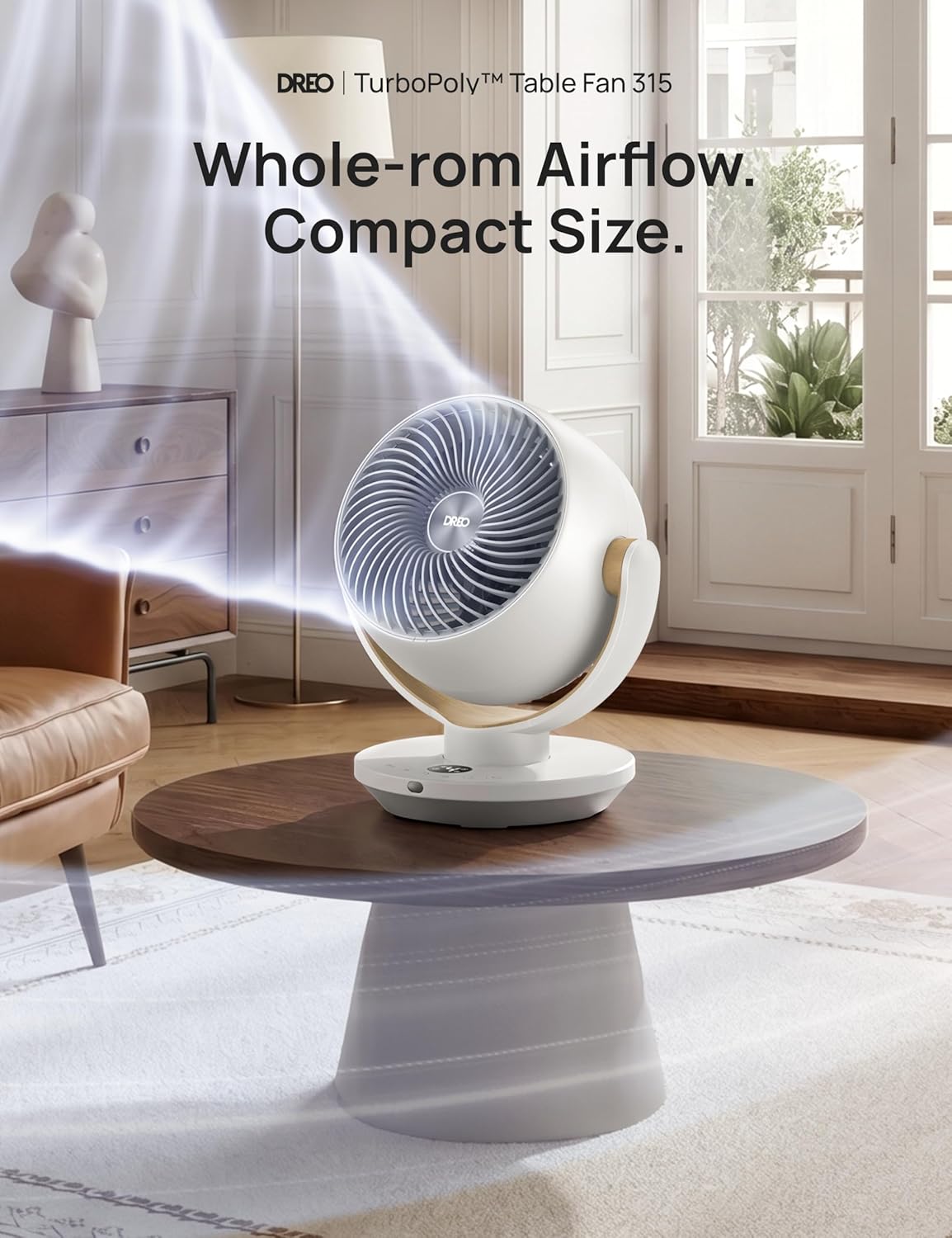 HKM-4443475 11 Inch Table Fan with Remote, 4 Speeds, 90° Oscillation, 120° Tilt, 25dB Quiet Operation, 8H Timer, 65ft Airflow