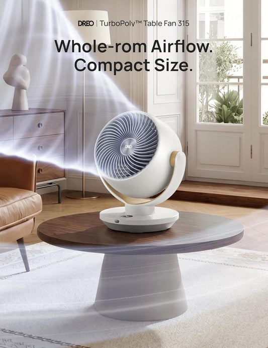 HKM-4443475 11 Inch Table Fan with Remote, 4 Speeds, 90° Oscillation, 120° Tilt, 25dB Quiet Operation, 8H Timer, 65ft Airflow