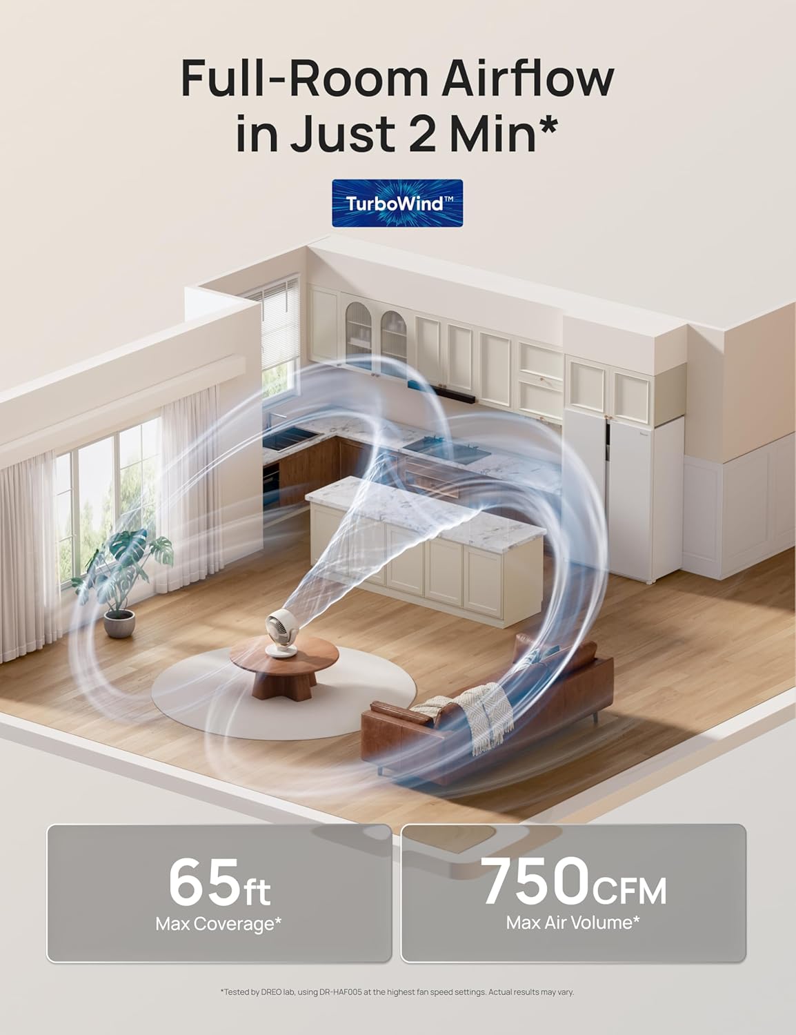 HKM-4443475 11 Inch Table Fan with Remote, 4 Speeds, 90° Oscillation, 120° Tilt, 25dB Quiet Operation, 8H Timer, 65ft Airflow
