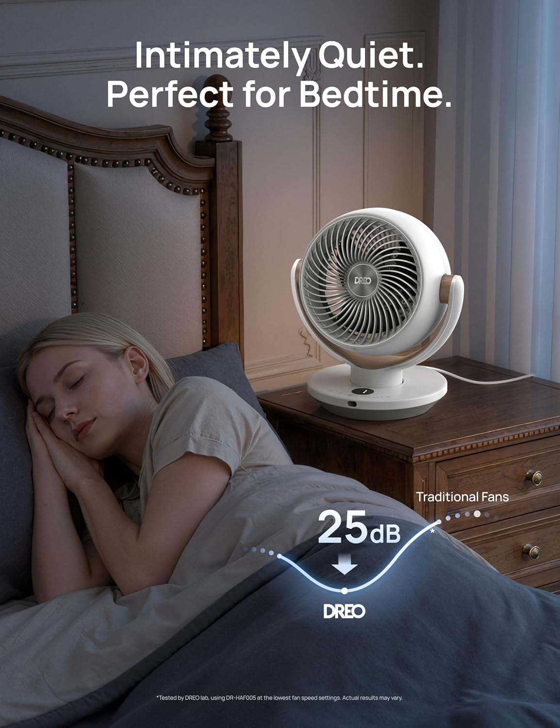 HKM-4443475 11 Inch Table Fan with Remote, 4 Speeds, 90° Oscillation, 120° Tilt, 25dB Quiet Operation, 8H Timer, 65ft Airflow