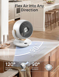 HKM-4443475 11 Inch Table Fan with Remote, 4 Speeds, 90° Oscillation, 120° Tilt, 25dB Quiet Operation, 8H Timer, 65ft Airflow