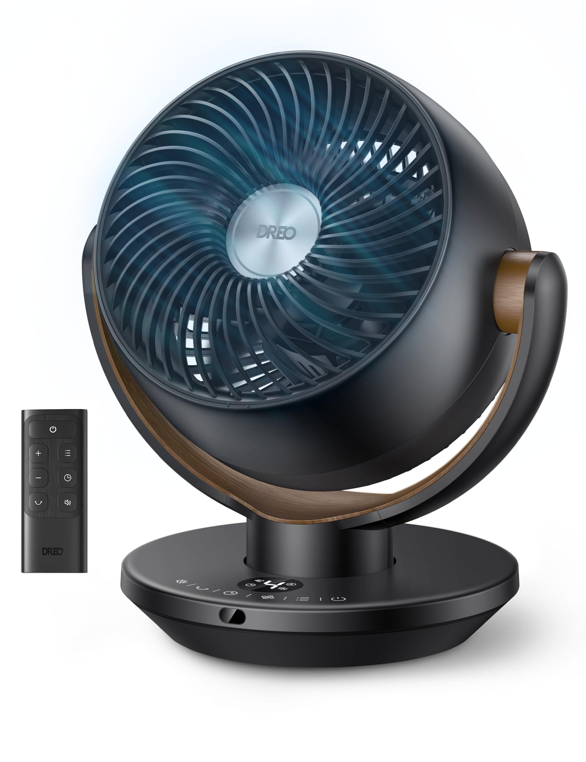 HKM-4443475 11 Inch Table Fan with Remote, 4 Speeds, 90° Oscillation, 120° Tilt, 25dB Quiet Operation, 8H Timer, 65ft Airflow