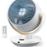 HKM-4443475 11 Inch Table Fan with Remote, 4 Speeds, 90° Oscillation, 120° Tilt, 25dB Quiet Operation, 8H Timer, 65ft Airflow