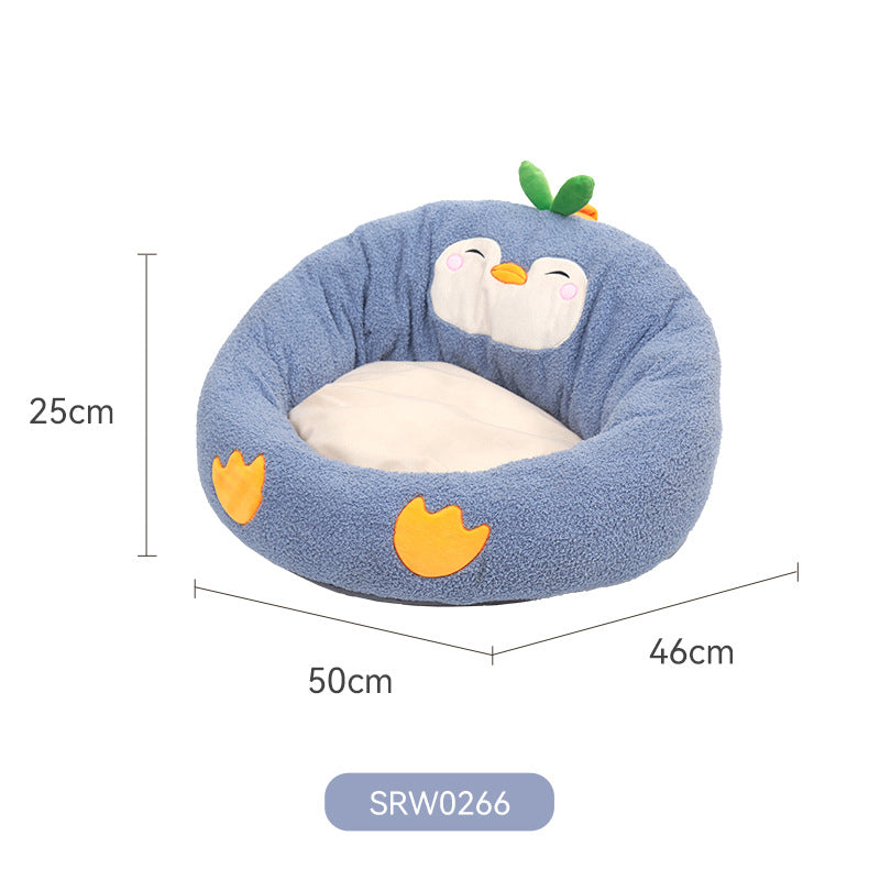 HKM-4444221 Cozy Cartoon Yurt Pet Nest - Enclosed, Large Space for Comfortable Sleep