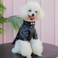 HKM-4444349 Stylish PU Leather Dog Jacket with Rivets for Small to Medium Breeds