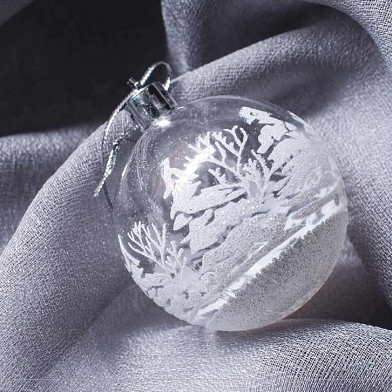 HKM-444499 Set of 6 Painted PVC Christmas Ball Ornaments, 2.36 Inches, Boxed Holiday Decor