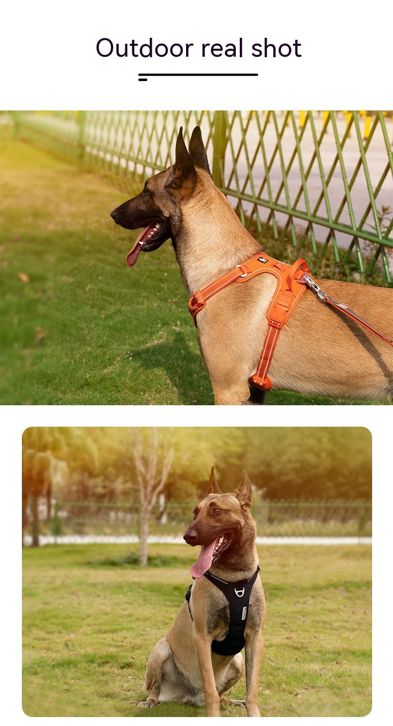 HKM-4445245 Reflective Polyester Dog Harness with Hand-Holding Rope - Multiple Sizes Available
