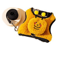 HKM-4445757 Adorable Animal Plush Harness and Leash Set for Cats and Dogs - Comfortable, Adjustable Design with Cute Pouch