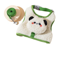 HKM-4445757 Adorable Animal Plush Harness and Leash Set for Cats and Dogs - Comfortable, Adjustable Design with Cute Pouch