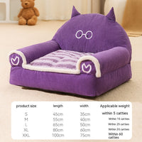 HKM-4446013 Cozy Winter Dog Bed for Small and Medium Dogs - Angora Corduroy Sofa in Brown Bear and Purple Lamb