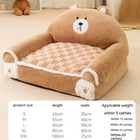 HKM-4446013 Cozy Winter Dog Bed for Small and Medium Dogs - Angora Corduroy Sofa in Brown Bear and Purple Lamb