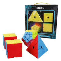 HKM-444627 Magic Cube Puzzle Set - 4 in 1 Stickerless Speedcubing Toys for All Ages