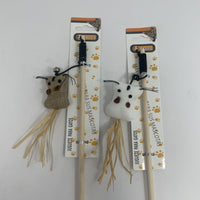 HKM-4446781 Natural Straw Cat Teasing Stick with Toy Attached