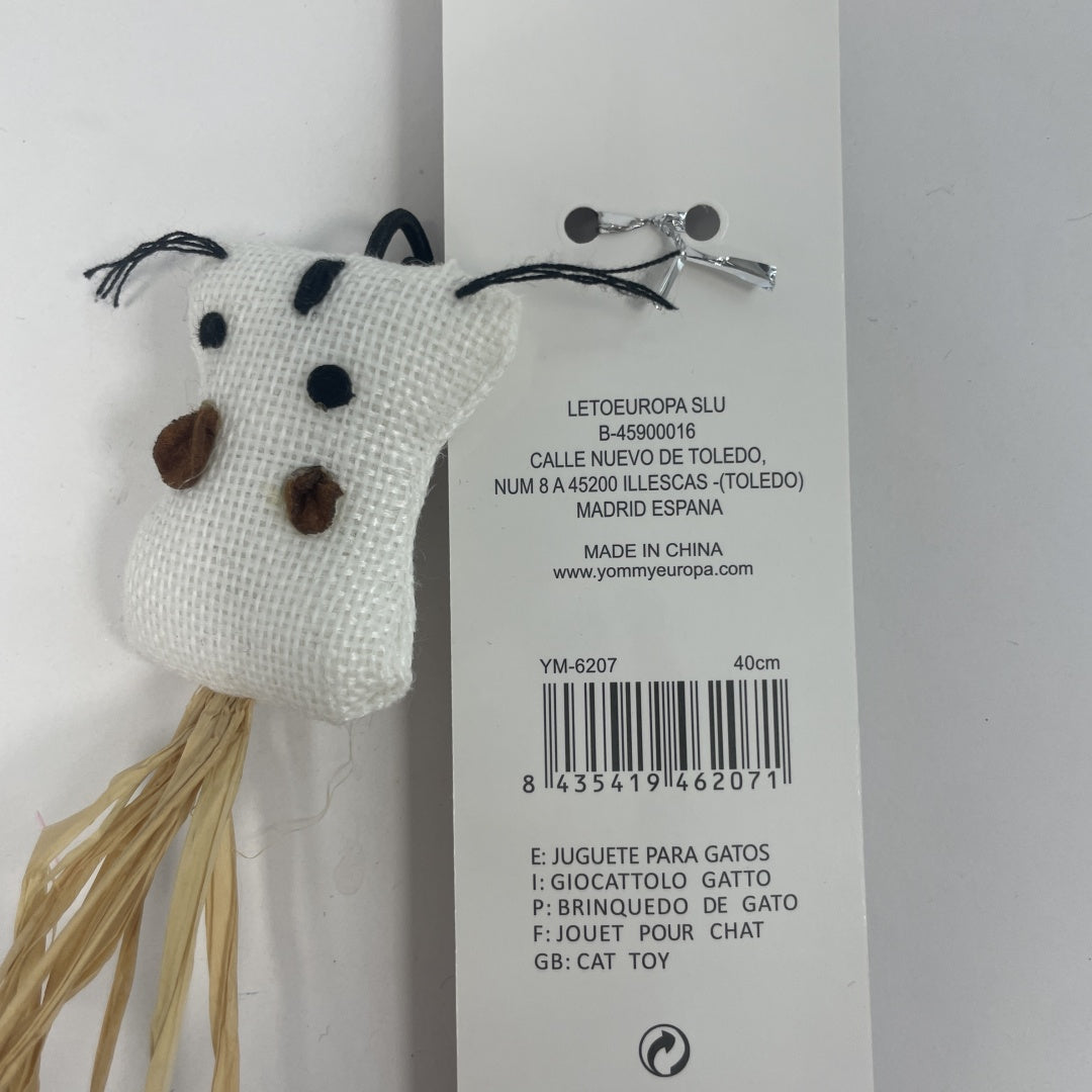 HKM-4446781 Natural Straw Cat Teasing Stick with Toy Attached