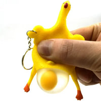 HKM-444691 Squishy Chicken Laying Fidget Keychain Stress Relief Toy for All Ages