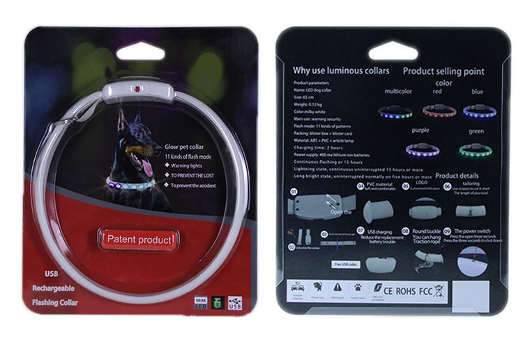 HKM-4447933 Luminous LED Light-Up Dog Collar for Enhanced Safety and Visibility