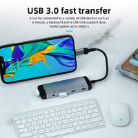 HKM-444947 5-in-1 USB-C Docking Station Hub with PD60W Fast Charging for Laptops and Phones