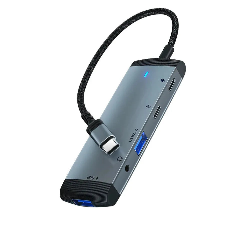 HKM-444947 5-in-1 USB-C Docking Station Hub with PD60W Fast Charging for Laptops and Phones