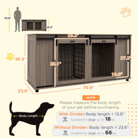 HKM-4449597 Modern Walnut Dog Kennel Furniture with Removable Divider for 2 Small Dogs or 1 Large Dog