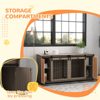 HKM-4449597 Modern Walnut Dog Kennel Furniture with Removable Divider for 2 Small Dogs or 1 Large Dog
