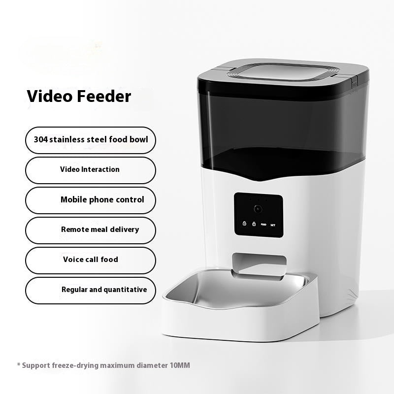 HKM-4449725 Automatic Cat Feeder with Video Interaction and Mobile App Control, 4L Stainless Steel Basin