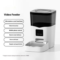 HKM-4449725 Automatic Cat Feeder with Video Interaction and Mobile App Control, 4L Stainless Steel Basin