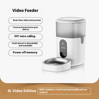 HKM-4449725 Automatic Cat Feeder with Video Interaction and Mobile App Control, 4L Stainless Steel Basin
