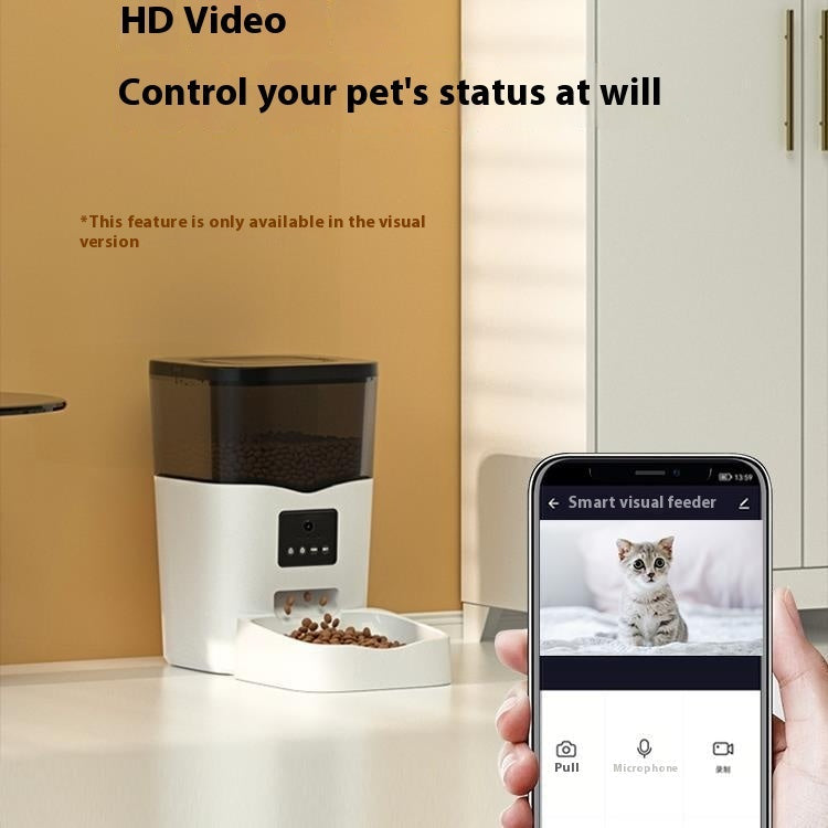 HKM-4449725 Automatic Cat Feeder with Video Interaction and Mobile App Control, 4L Stainless Steel Basin