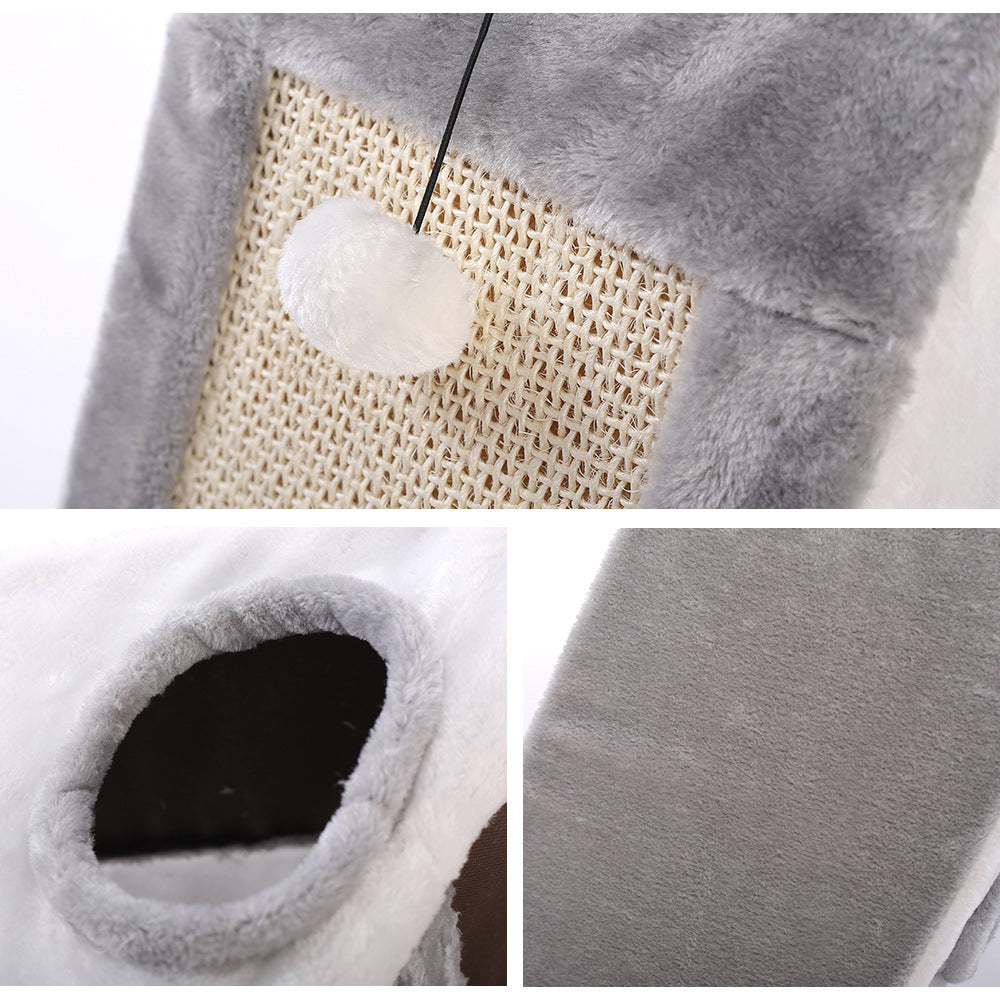 HKM-4449981 Triangle Cat Claw Sisal Toy - Available in Small and Large Sizes in Gray White or Light Brown Beige