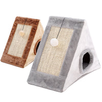 HKM-4449981 Triangle Cat Claw Sisal Toy - Available in Small and Large Sizes in Gray White or Light Brown Beige