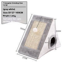 HKM-4449981 Triangle Cat Claw Sisal Toy - Available in Small and Large Sizes in Gray White or Light Brown Beige