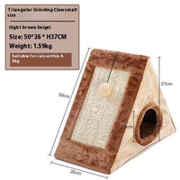 HKM-4449981 Triangle Cat Claw Sisal Toy - Available in Small and Large Sizes in Gray White or Light Brown Beige